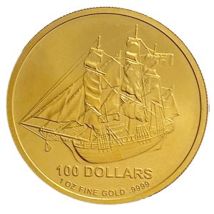 1 unca zlatnik brod Cook Island Bounty Ship 2009, prvo izdanje
