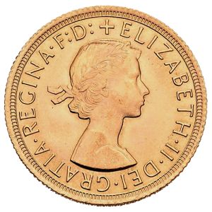1 funta Zlatni Sovereign, Elizabeta II. s trakom za kosu