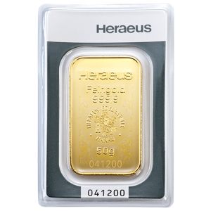 50 g zlatna poluga Heraeus 