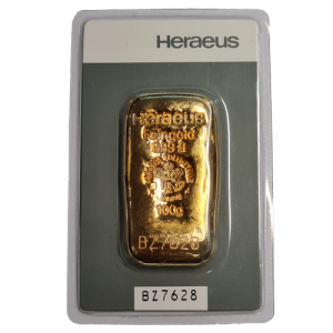 100 g zlatna poluga Heraeus - lijevana