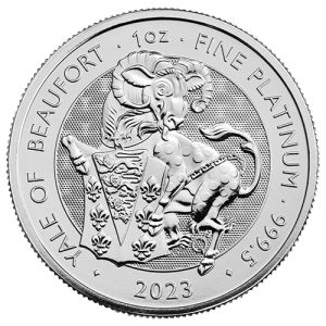 1 unca platinasta kovanica Yale iz Beauforta, serija Royal Tudor Beasts 2023